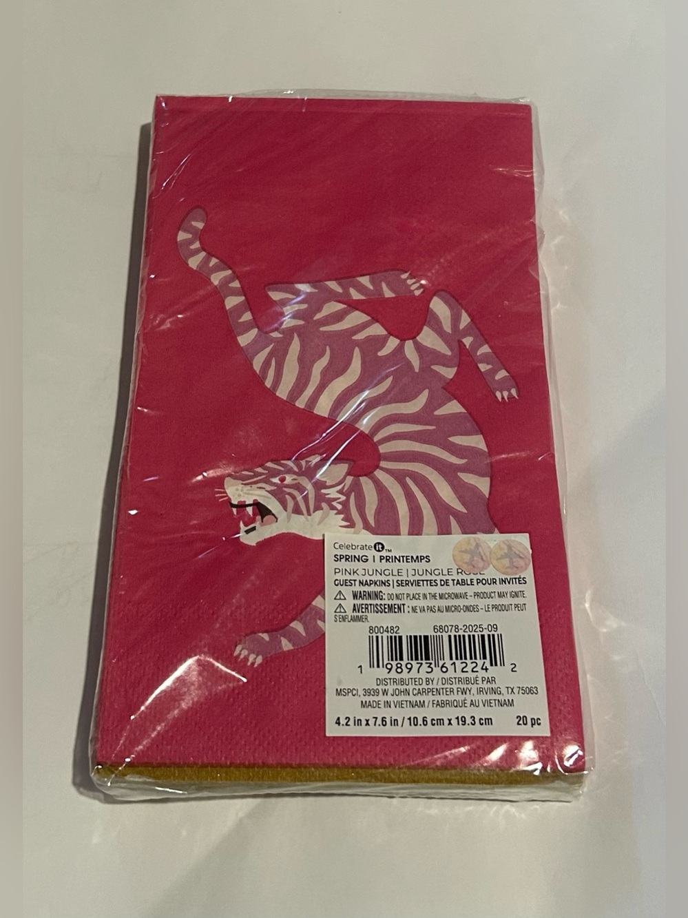 New 100 Pink Tiger Guest Napkins 4 5/8” x 7 13/16” made in Vietnam - Picture 7 of 13